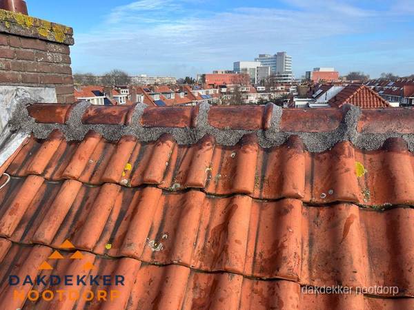 Pannendak met nokvorst en schoorsteen, dakrenovatie in Nootdorp Pannendak met nokvorst en schoorsteen, dakrenovatie in Nootdorp